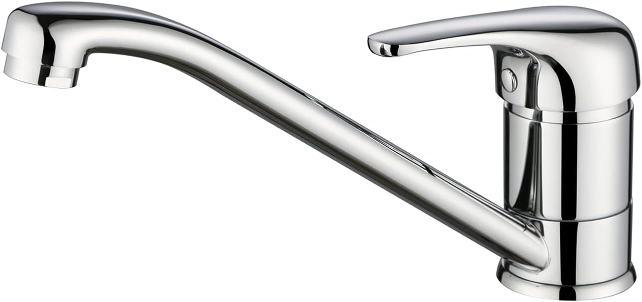 ACA International WELS Kitchen Mixer Tap, 360° Swivel Spout Kitchen Taps Laundry Sink Tap Faucet with Long Spout(Chrome)