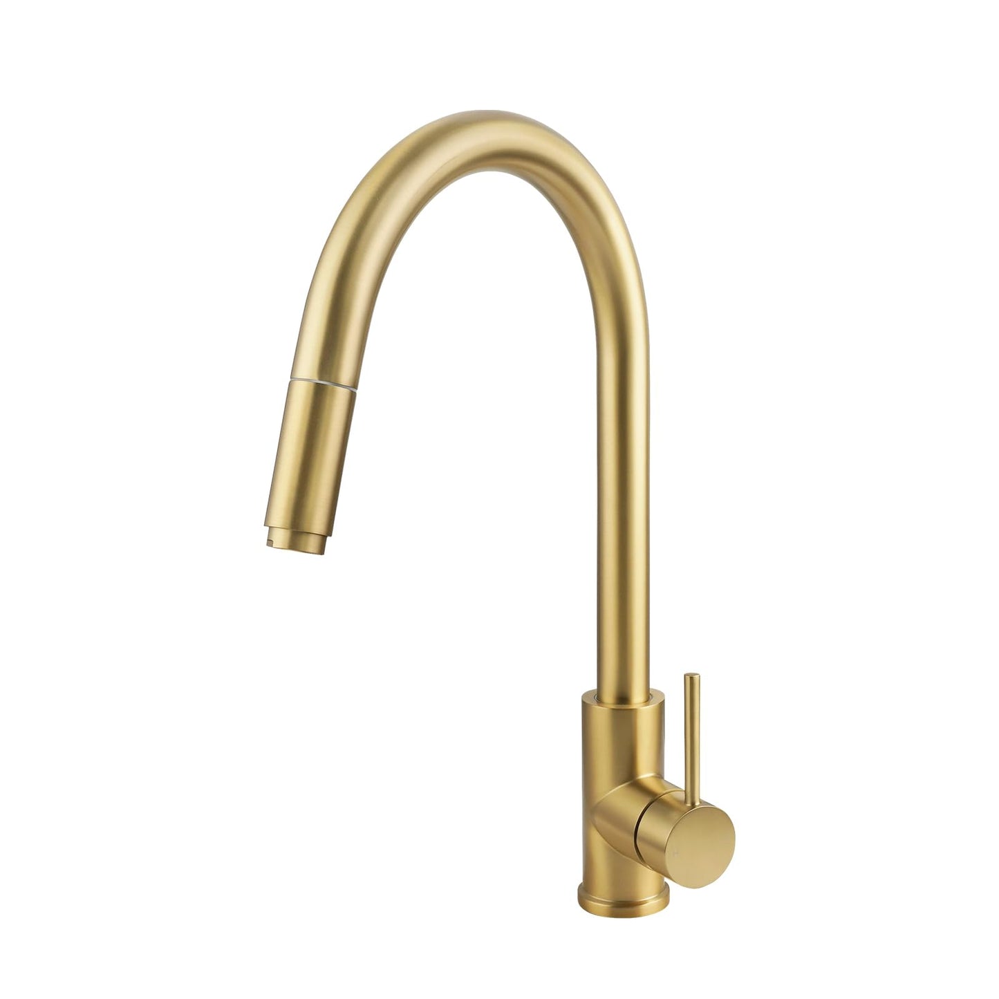 ACA International WELS Pull Out Kitchen Tap with Brass Spray Head, High Arc Gooseneck 360° Swivel Kitchen Mixer Tap Laundry Bar Faucet Taps(Chrome)