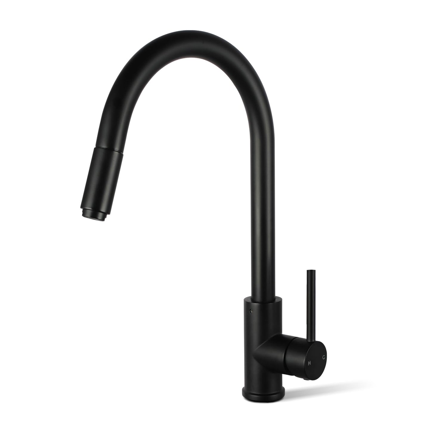 ACA International WELS Pull Out Kitchen Tap with Brass Spray Head, High Arc Gooseneck 360° Swivel Kitchen Mixer Tap Laundry Bar Faucet Taps(Chrome)