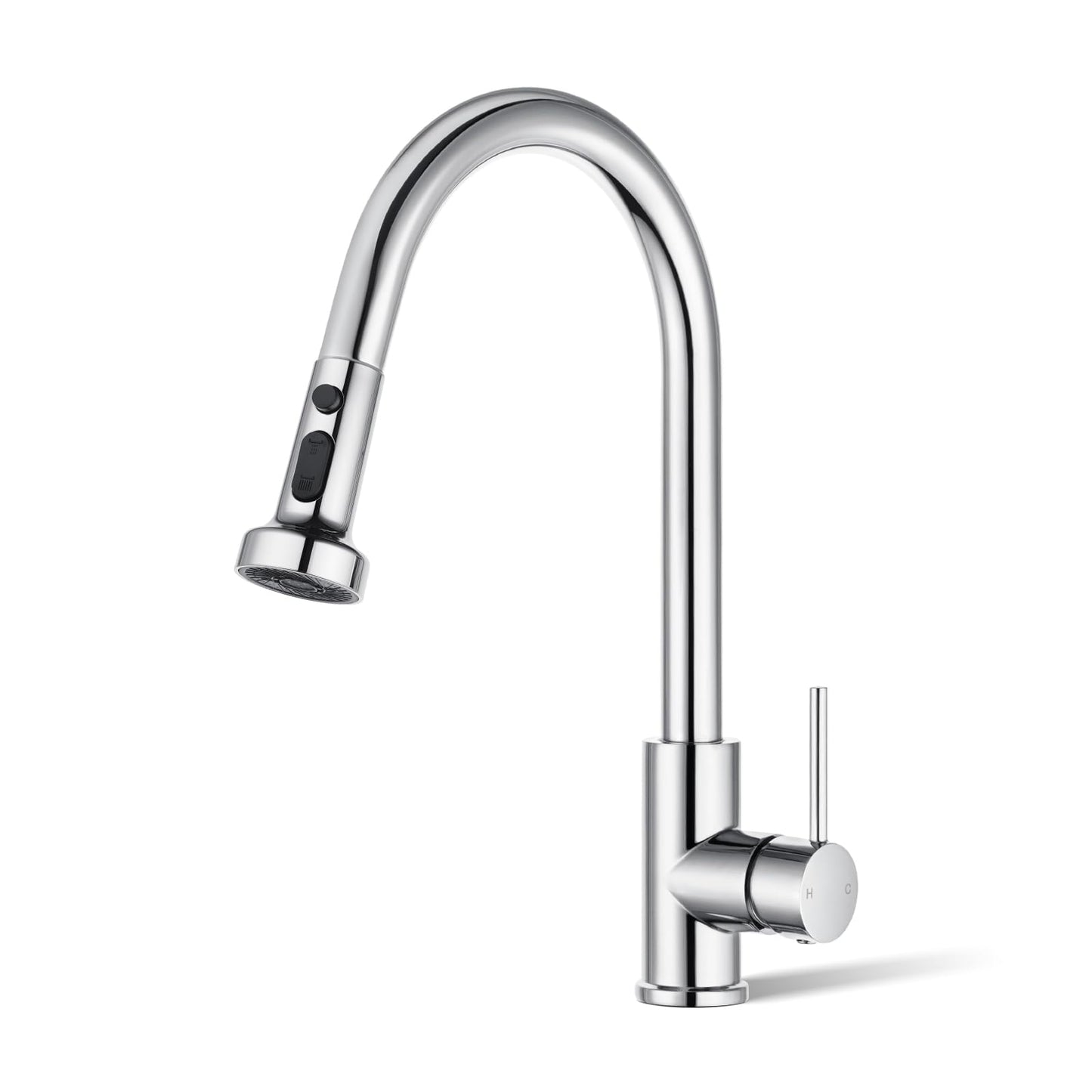 ACA International WELS Kitchen Mixer Tap Pull Out 2-Mode Spray Basin Mixer Tap 360° Swivel H&C Control Laundry Sink Faucet Kitchen Taps (Polished Chrome)