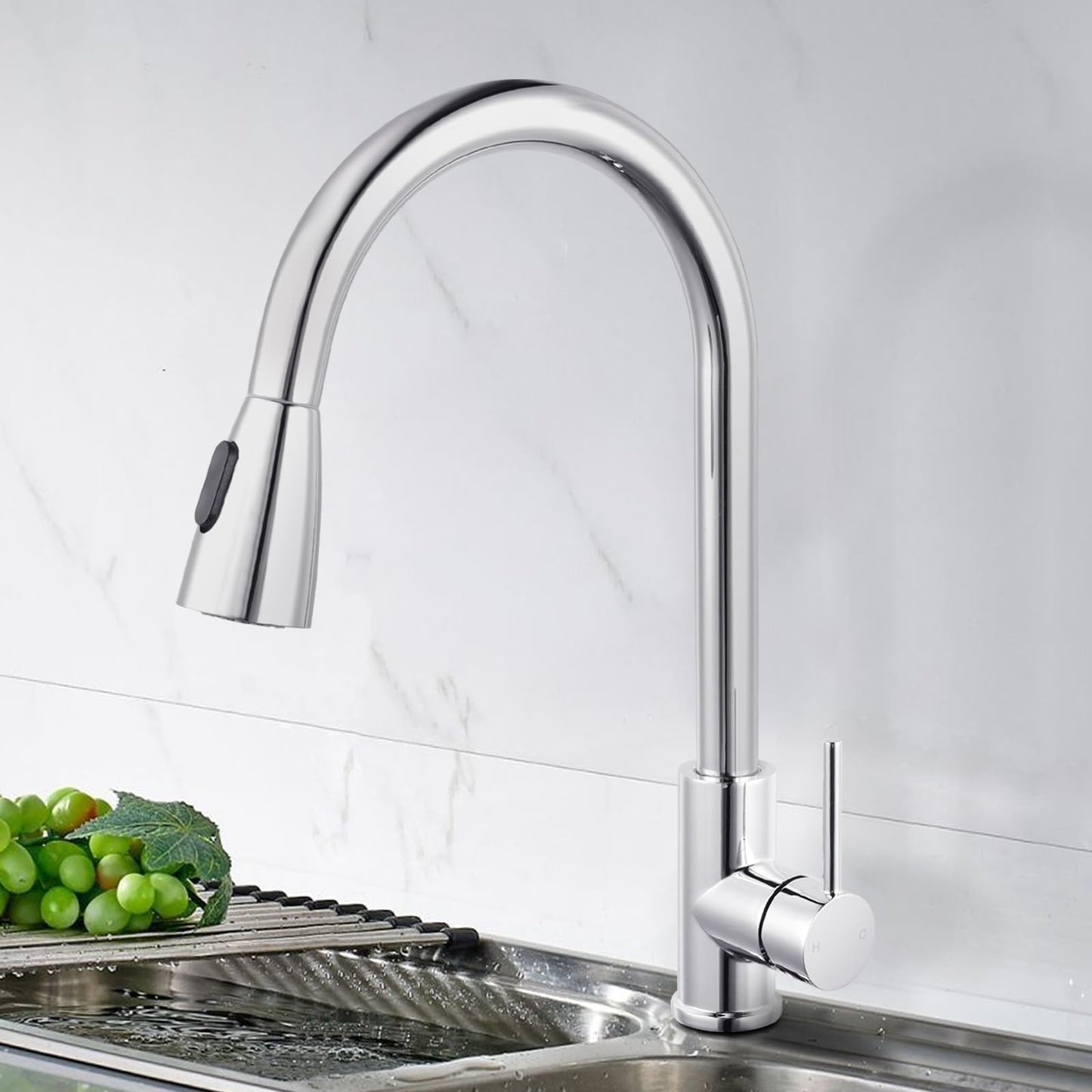 ACA International WELS Kitchen Mixer Tap 2-Mode Spray Pull Out Spout Kitchen Laundry Sink Bar Faucet Tap Basin Mixer Brass Faucet Kitchen Tap(Matt Black)