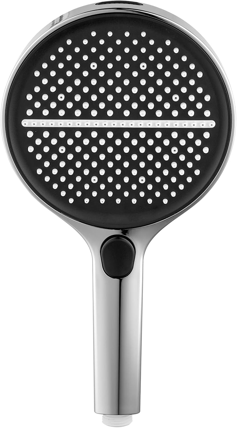 ACA International 4 Functions Handheld Shower Head, Round 6-Inch Handheld Showerheads with Fliter, Rain Massage Mist Power Wash Spary Shower for Bathroom, WELS Approved (Chrome)