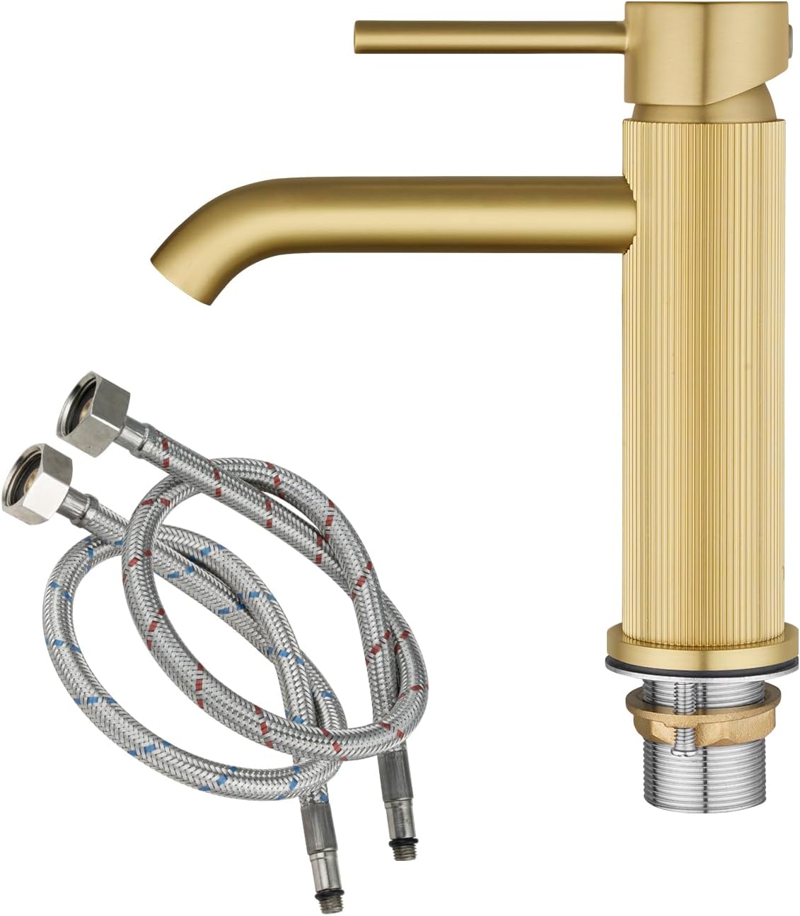 WELS Bathroom Tap, Bathroom Mixer tap Rounded Bathroon Sink Tap Basin Tap Vanity Tap Faucet Solid Brass Brushed Gold
