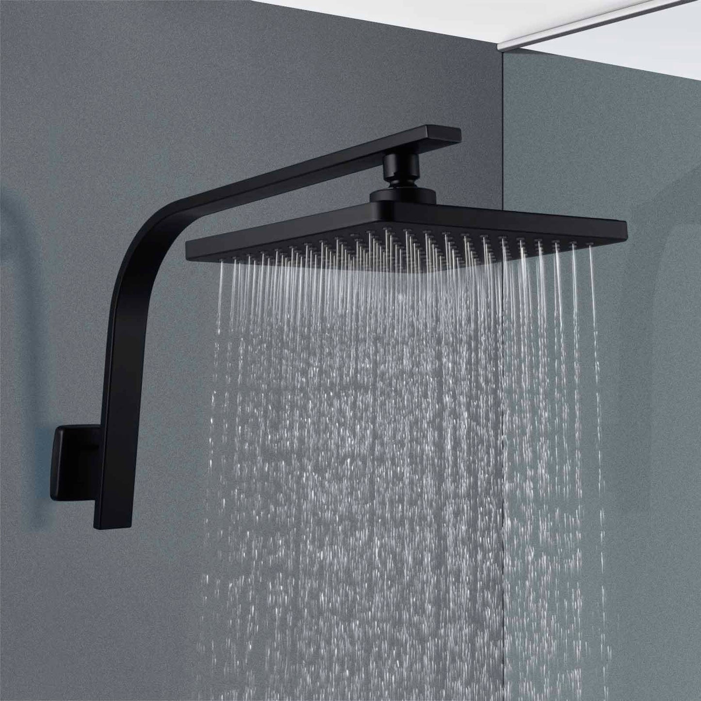 ACA International 8'' High Pressure Round Rain Shower Head Set Wall Mounted Shower Head Gooseneck Shower Arm Set Bathroom 304 Stainless Steel WELS (Polished Chrome)