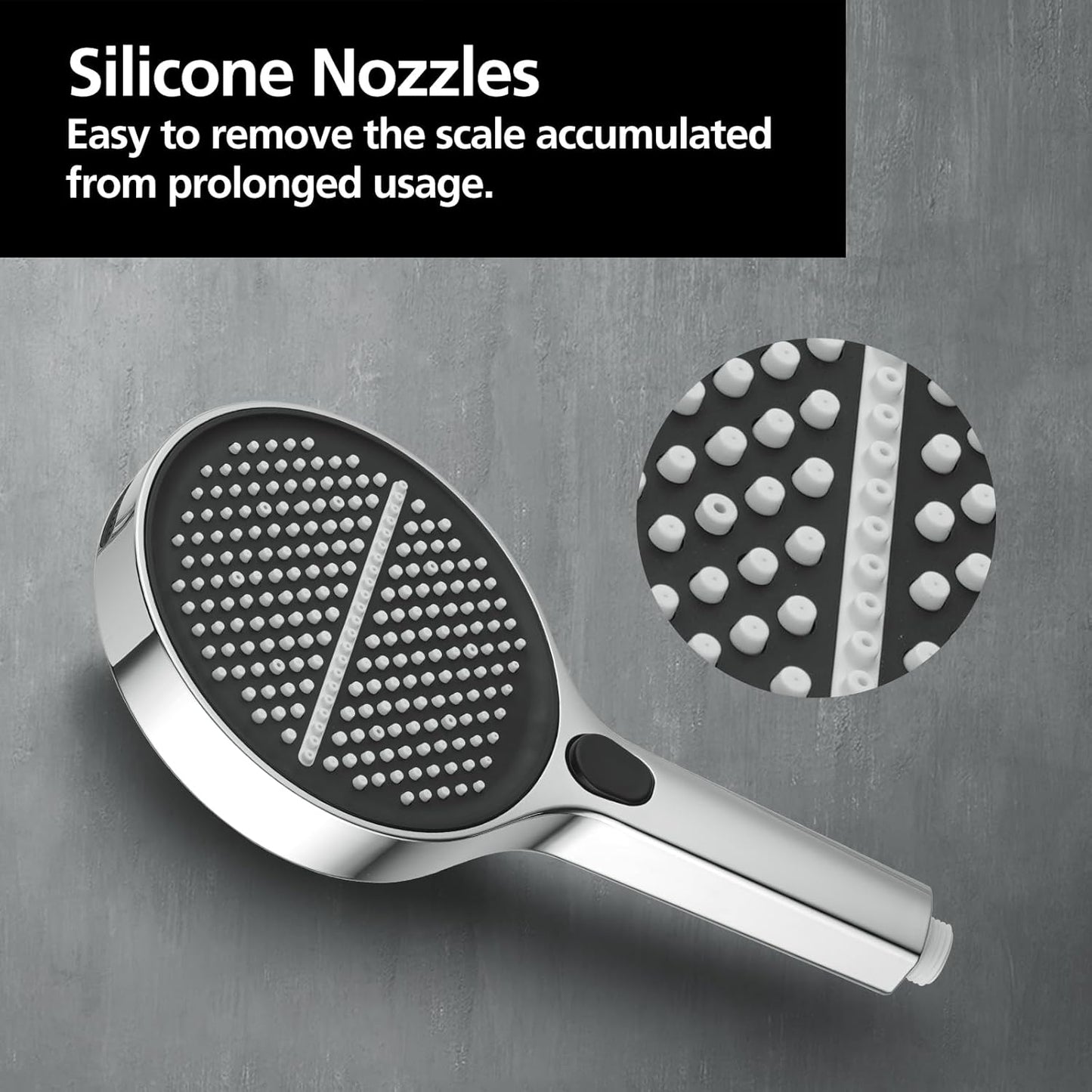 ACA International 4 Functions Handheld Shower Head, Round 6-Inch Handheld Showerheads with Fliter, Rain Massage Mist Power Wash Spary Shower for Bathroom, WELS Approved (Chrome)
