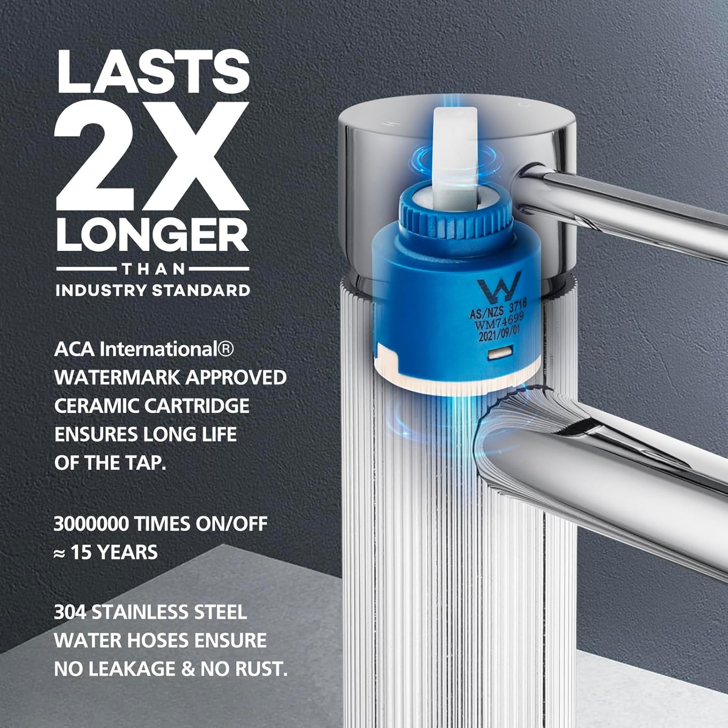 ACA International WELS Bathroom Basin Mixer Tap,High-Arc Counter Top Bathroom Taps,Single Handle Knurled Bathroom Faucet(Chrome)