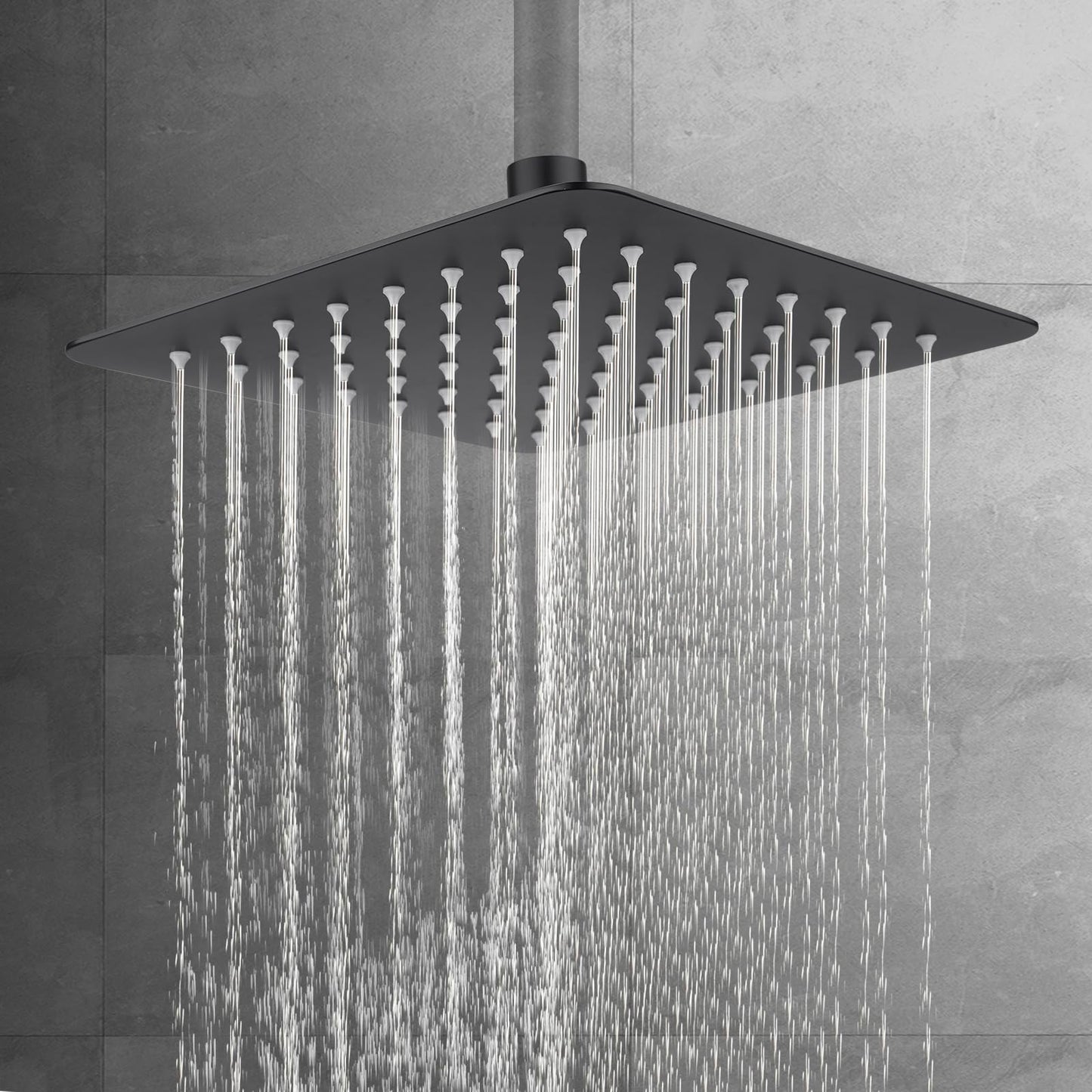 ACA International 12'' Rain High Pressure Shower Head Square Stainless Steel Large Rainfall Overhead 300mm Metal Ultra Thin WELS (Chrome)