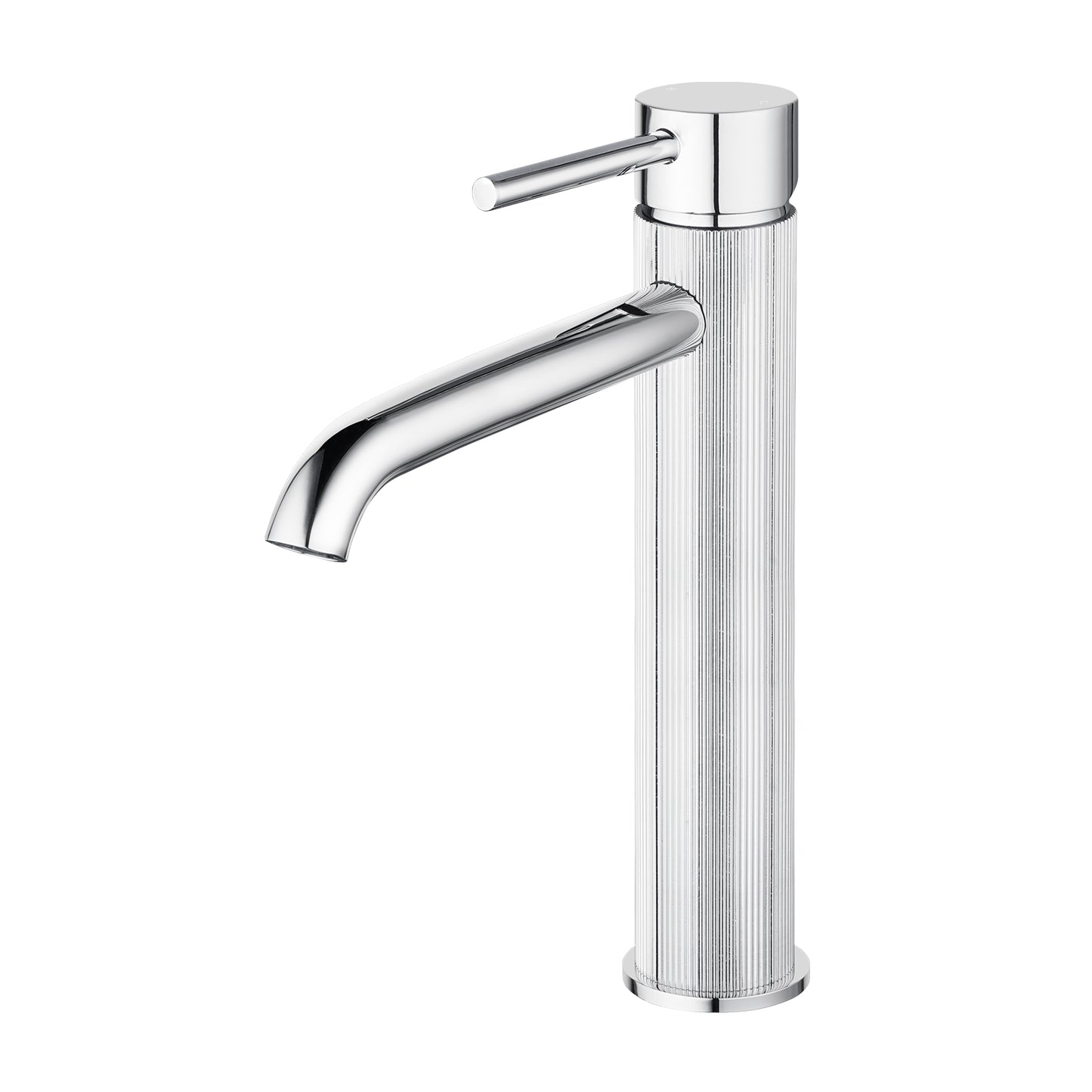 ACA International WELS Bathroom Basin Mixer Tap,High-Arc Counter Top Bathroom Taps,Single Handle Knurled Bathroom Faucet(Chrome)