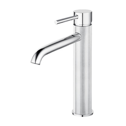 ACA International WELS Bathroom Basin Mixer Tap,High-Arc Counter Top Bathroom Taps,Single Handle Knurled Bathroom Faucet(Chrome)