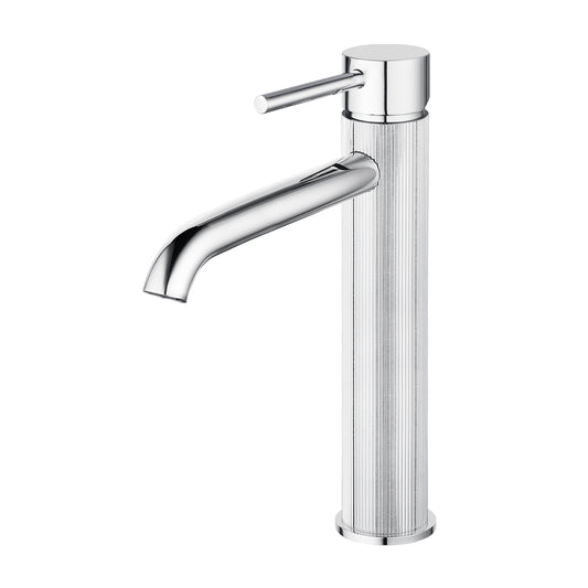 ACA International WELS Bathroom Basin Mixer Tap,High-Arc Counter Top Bathroom Taps,Single Handle Knurled Bathroom Faucet(Chrome)