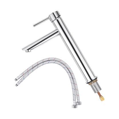 ACA International Tall Bathroom Tap Basin Mixer Tap Round Bathroom Sink Tap Faucet Solid Brass(Matt Black)