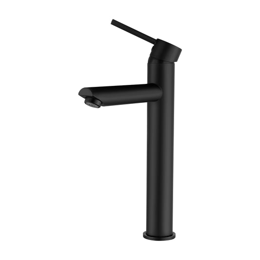 ACA International Tall Bathroom Tap Basin Mixer Tap Round Bathroom Sink Tap Faucet Solid Brass(Matt Black)