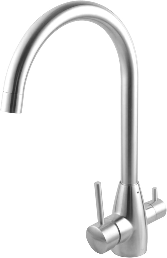 ACA International WELS 3 in 1 Kitchen Tap with Drinking Water Outlet, 360°Swivel Kitchen Sink Mixer Tap Laundry Faucet 3-Way Purified Drinking Water Outlet Kitchen Mixer Tap(Chrome)