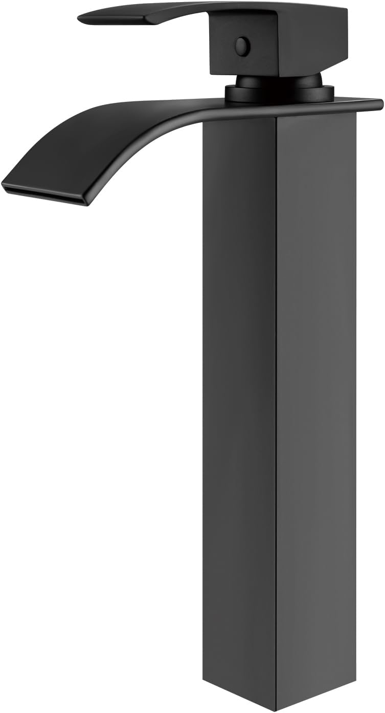 ACA International WELS Bathroom Basin Mixer Tap, Waterfall Tall Laundry Vanity Sink Taps Faucet Solid Brass(Matte Black)