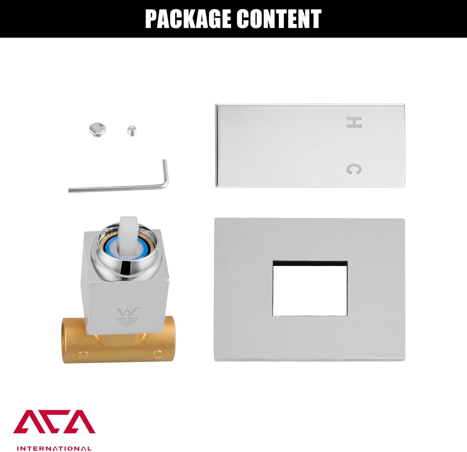 ACA International Watermark Square Wall Mounted Water Flick Lever Shower Mixer Tap 100mm BathTap Hot Cold Water Shower Mixer Tap for Shower Head/Handheld Shower, Solid Brass (Chrome)
