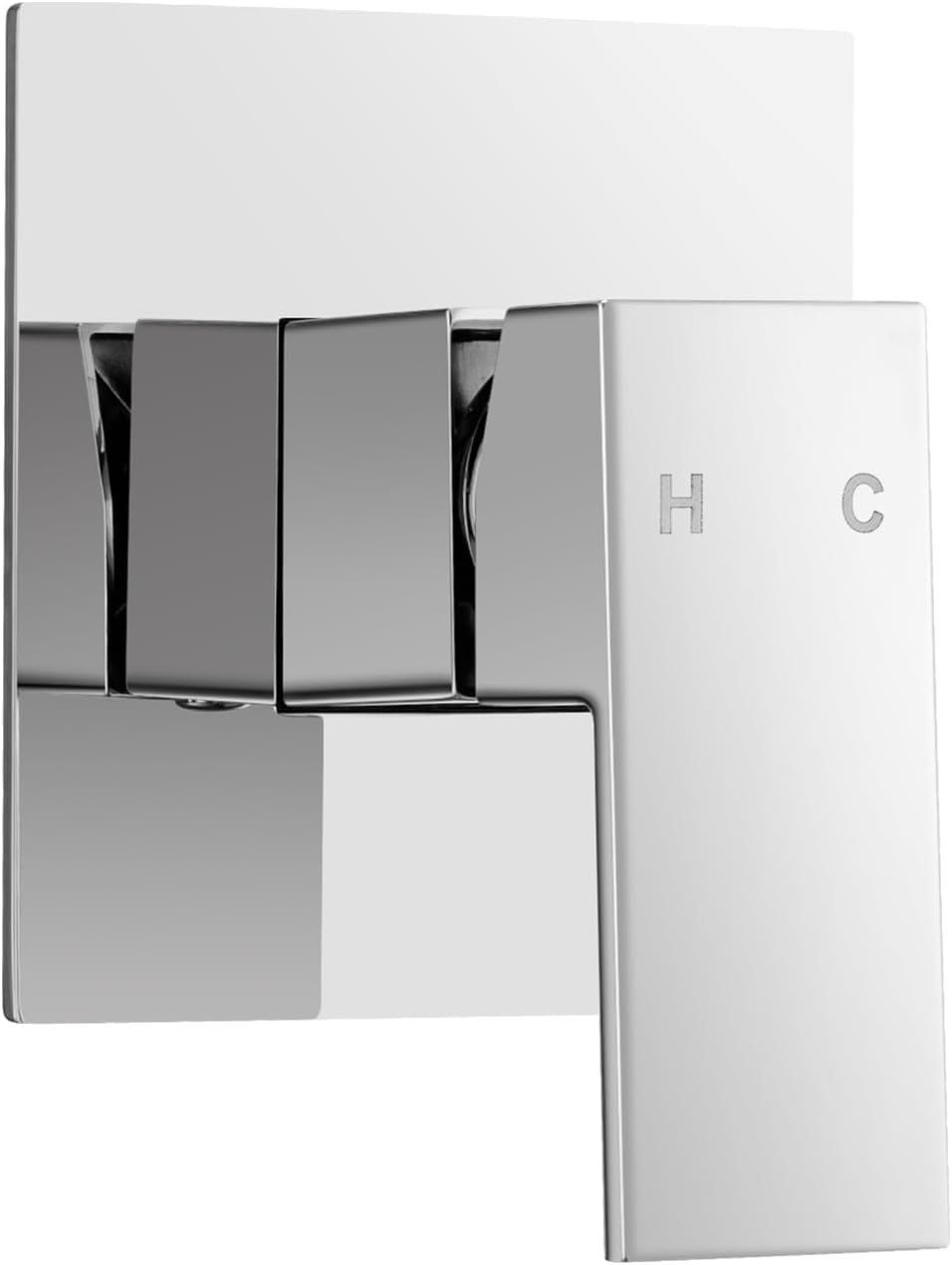 ACA International Watermark Square Wall Mounted Water Flick Lever Shower Mixer Tap 100mm BathTap Hot Cold Water Shower Mixer Tap for Shower Head/Handheld Shower, Solid Brass (Chrome)
