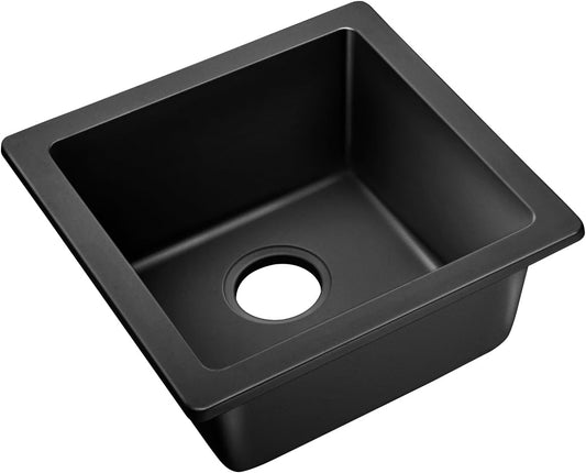 ACA International Granite Double Bowl Kitchen Sink 710x450mm (Granite Black 422x422x203mm)