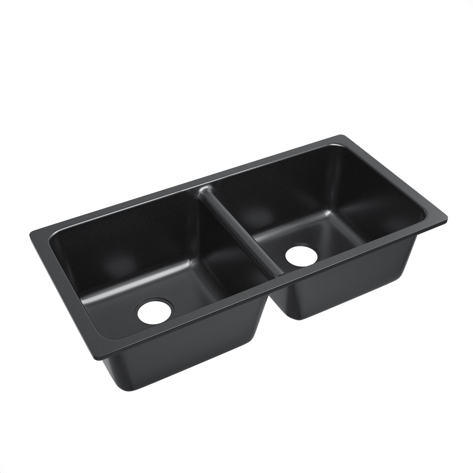 ACA International Granite Double Bowl Kitchen Sink 710x450mm (Granite Black 422x422x203mm)