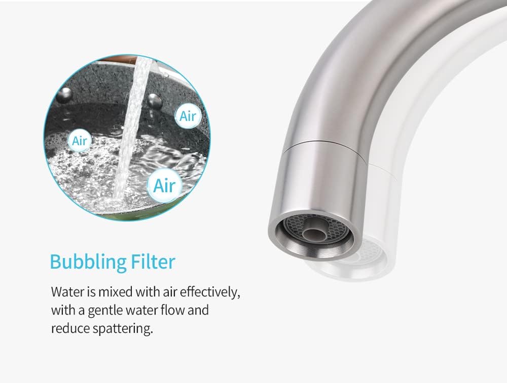 ACA International WELS 3 in 1 Kitchen Tap with Drinking Water Outlet, 360°Swivel Kitchen Sink Mixer Tap Laundry Faucet 3-Way Purified Drinking Water Outlet Kitchen Mixer Tap(Chrome)