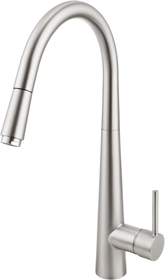 ACA International Kitchen Tap Pull Out Metal Spray Head Kitchen Mixer Tap, 360° Swivel Faucet Taps Kitchen Laundry Sink Tap Solid Brass WELS(Brushed Chrome)