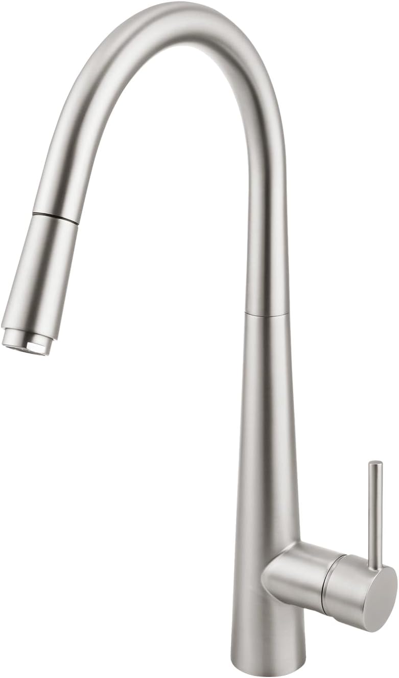 ACA International Kitchen Tap Pull Out Metal Spray Head Kitchen Mixer Tap, 360° Swivel Faucet Taps Kitchen Laundry Sink Tap Solid Brass WELS(Brushed Chrome)