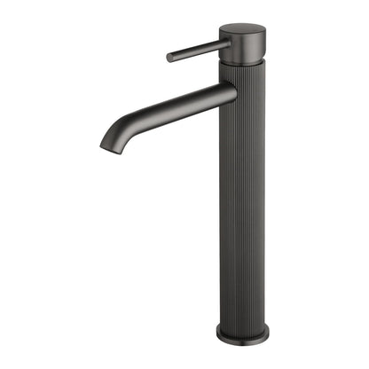 ACA International WELS Bathroom Basin Mixer Tap,High-Arc Counter Top Bathroom Taps,Single Handle Knurled Bathroom Faucet(Chrome)