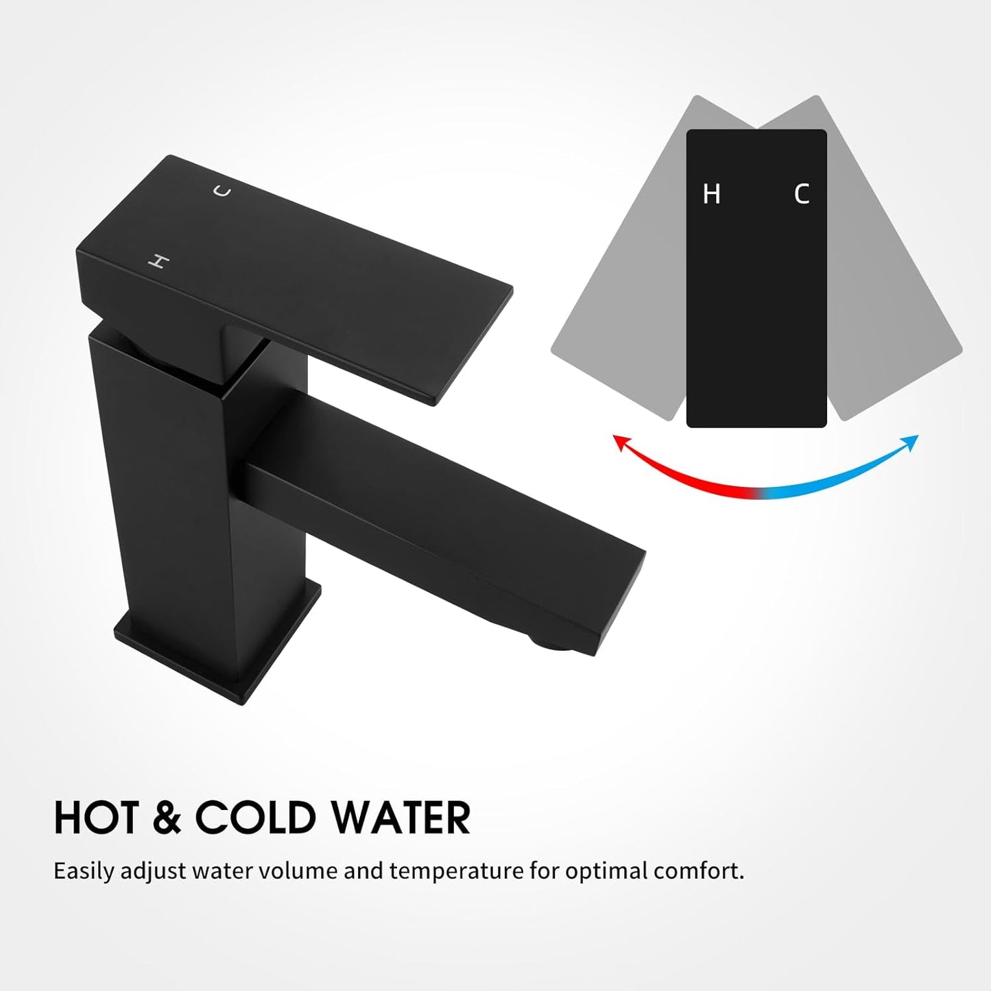 ACA International WELS Bathroom Basin Mixer Tap, Basin Faucet Tap Laundry Vanity Sink Faucet Hot-Cold Water Control Premium Solid Brass(Matte Black)