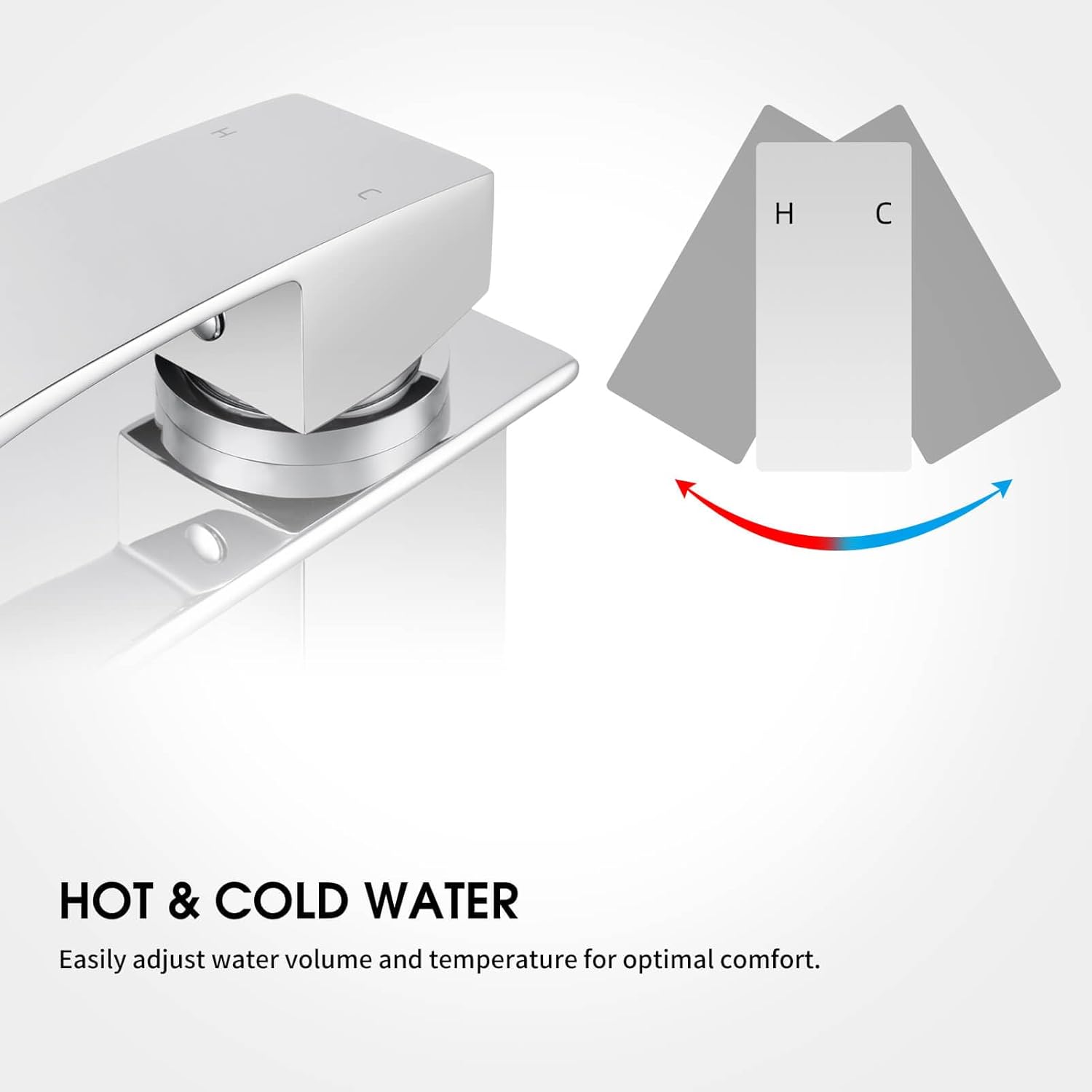 ACA International WELS Basin Mixer Tap Bathroom Square Waterfall Tap Faucet Laundry Vanity Sink Tap Faucet Brass(Chrome)