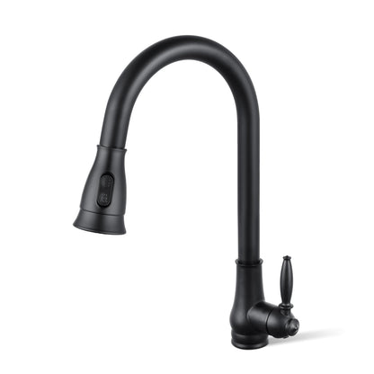 ACA International Rounded Euro Pull-Out Kitchen Mixer Tap with Pull Out Sprayer, 2-Mode Spray Kithcen Sink Tap 360° Swivel High Arc Laundry Sink Taps Faucet Solid Brass(Chrome)