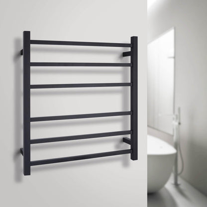 ACA Trading SAA Bathroom Heated Towel Rack,4 Rungs Square Electric Heated Towel Rail,Wall Mounted Towel Warmer Dryer,Stainless Steel Clothes Towel Drying Heater,Waterproof IP55 &SAA Apporved(Silver)