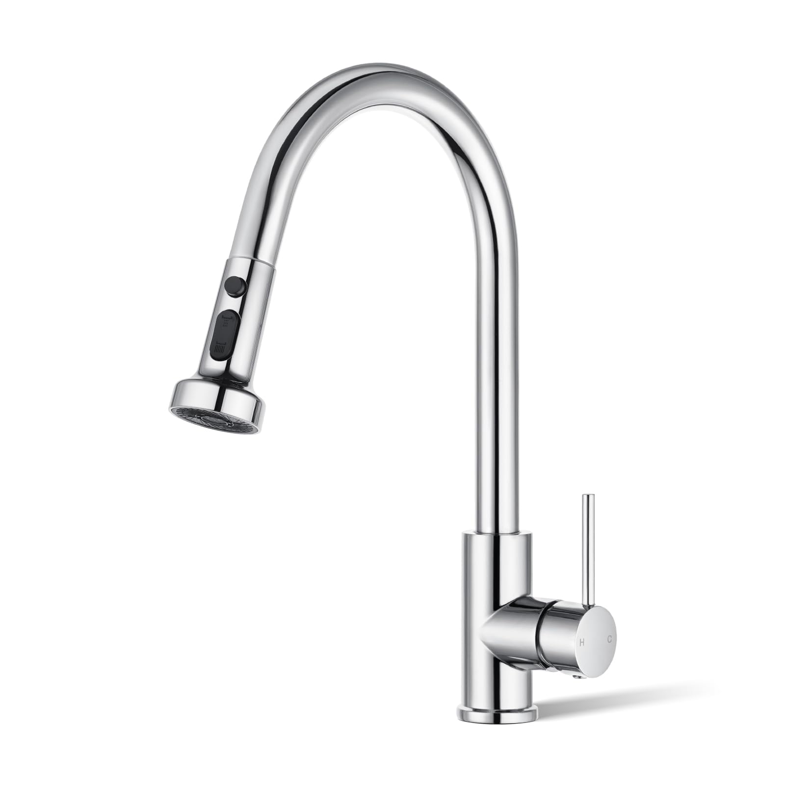 ACA International WELS Kitchen Mixer Tap Pull Out 2-Mode Spray Basin Mixer Tap 360° Swivel H&C Control Laundry Sink Faucet Kitchen Taps (Polished Chrome)