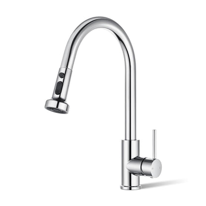 ACA International WELS Kitchen Mixer Tap Pull Out 2-Mode Spray Basin Mixer Tap 360° Swivel H&C Control Laundry Sink Faucet Kitchen Taps (Polished Chrome)