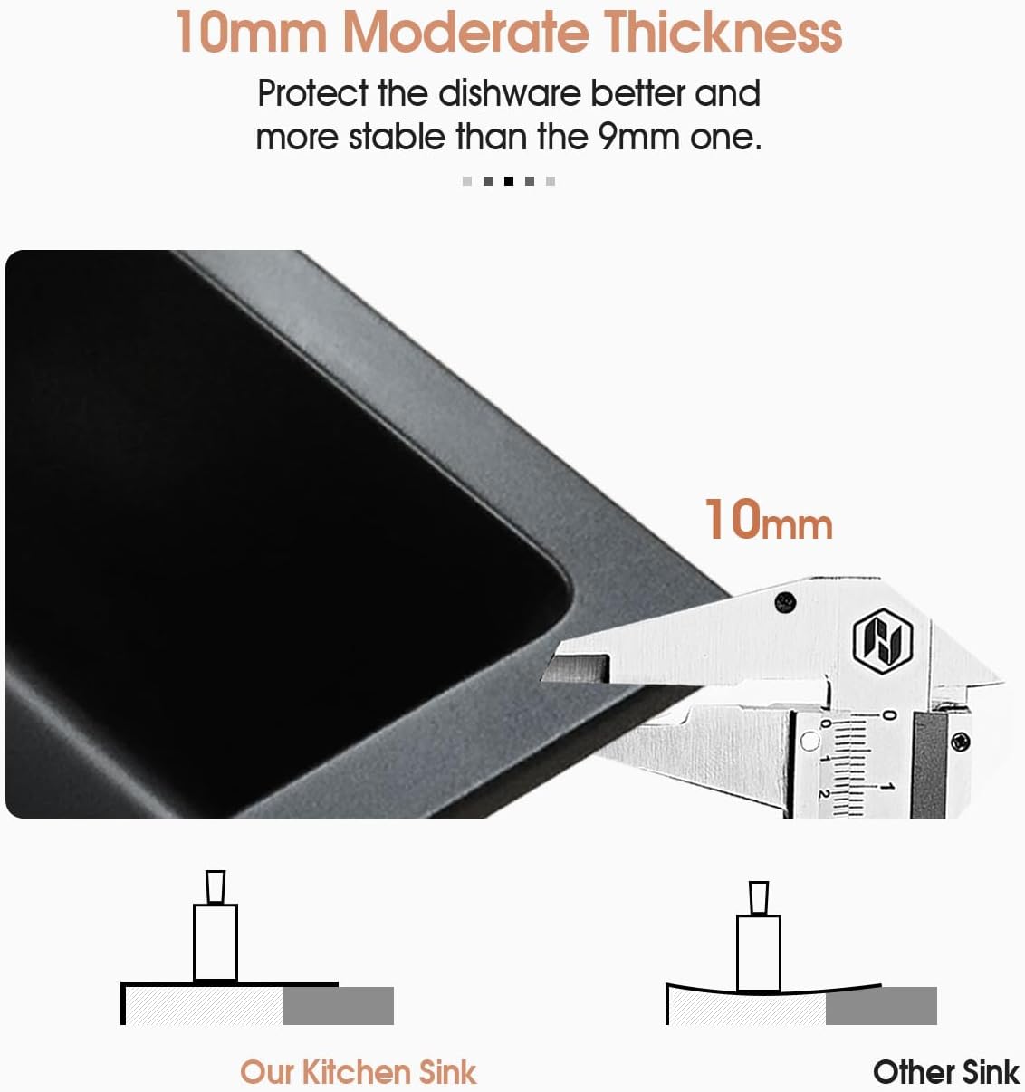 ACA International Granite Double Bowl Kitchen Sink 710x450mm (Granite Black 422x422x203mm)