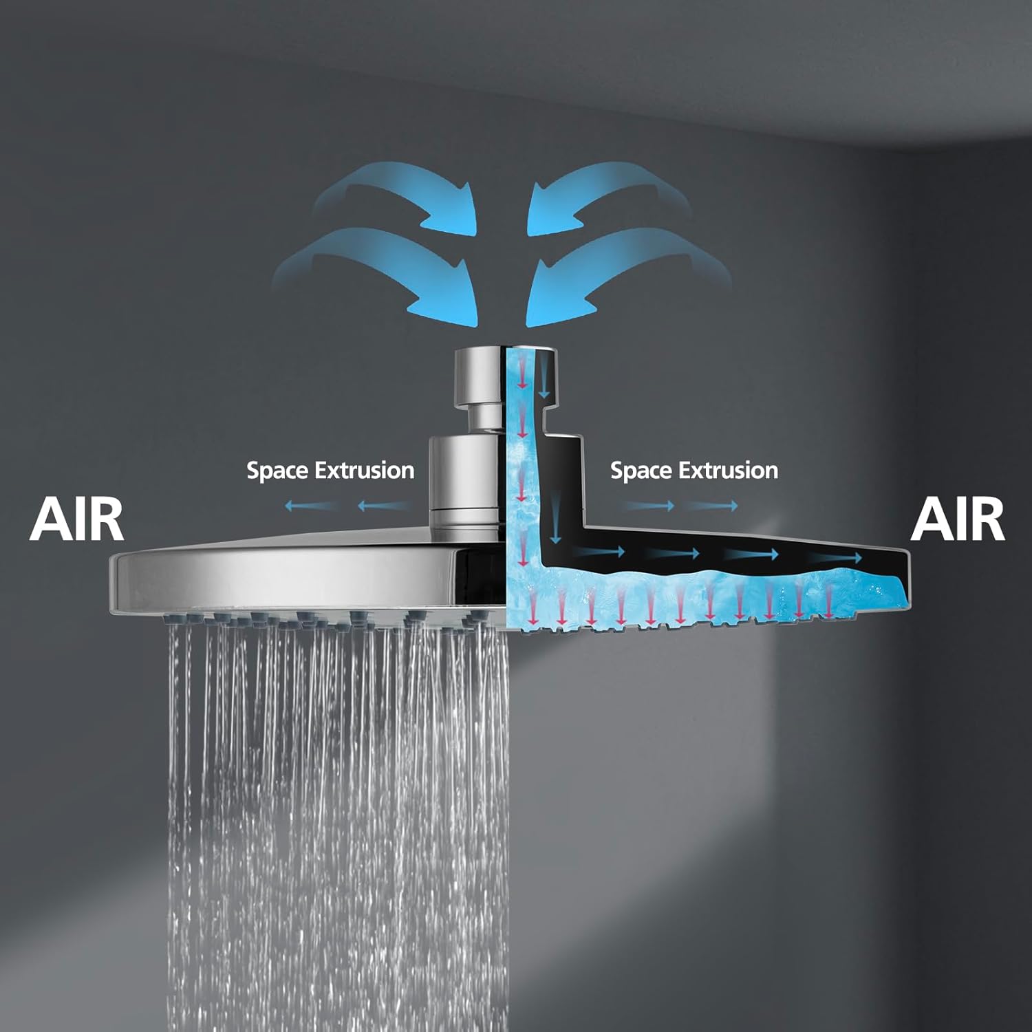 ACA International 8'' High Pressure Round Rain Shower Head Set Wall Mounted Shower Head Gooseneck Shower Arm Set Bathroom 304 Stainless Steel WELS (Polished Chrome)