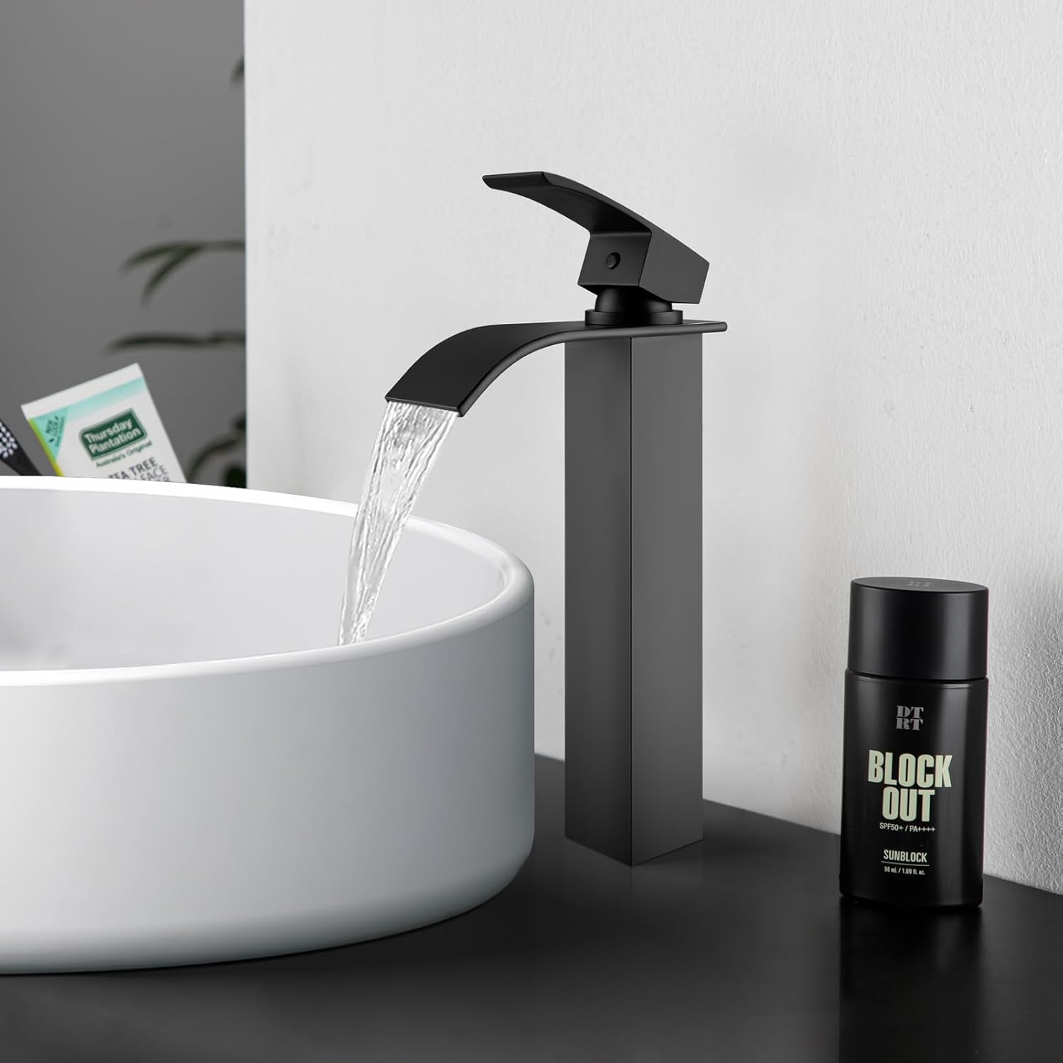 ACA International WELS Bathroom Basin Mixer Tap, Waterfall Tall Laundry Vanity Sink Taps Faucet Solid Brass(Matte Black)
