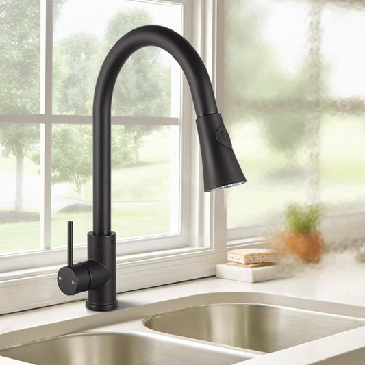 ACA International WELS Kitchen Mixer Tap 2-Mode Spray Pull Out Spout Kitchen Laundry Sink Bar Faucet Tap Basin Mixer Brass Faucet Kitchen Tap(Matt Black)