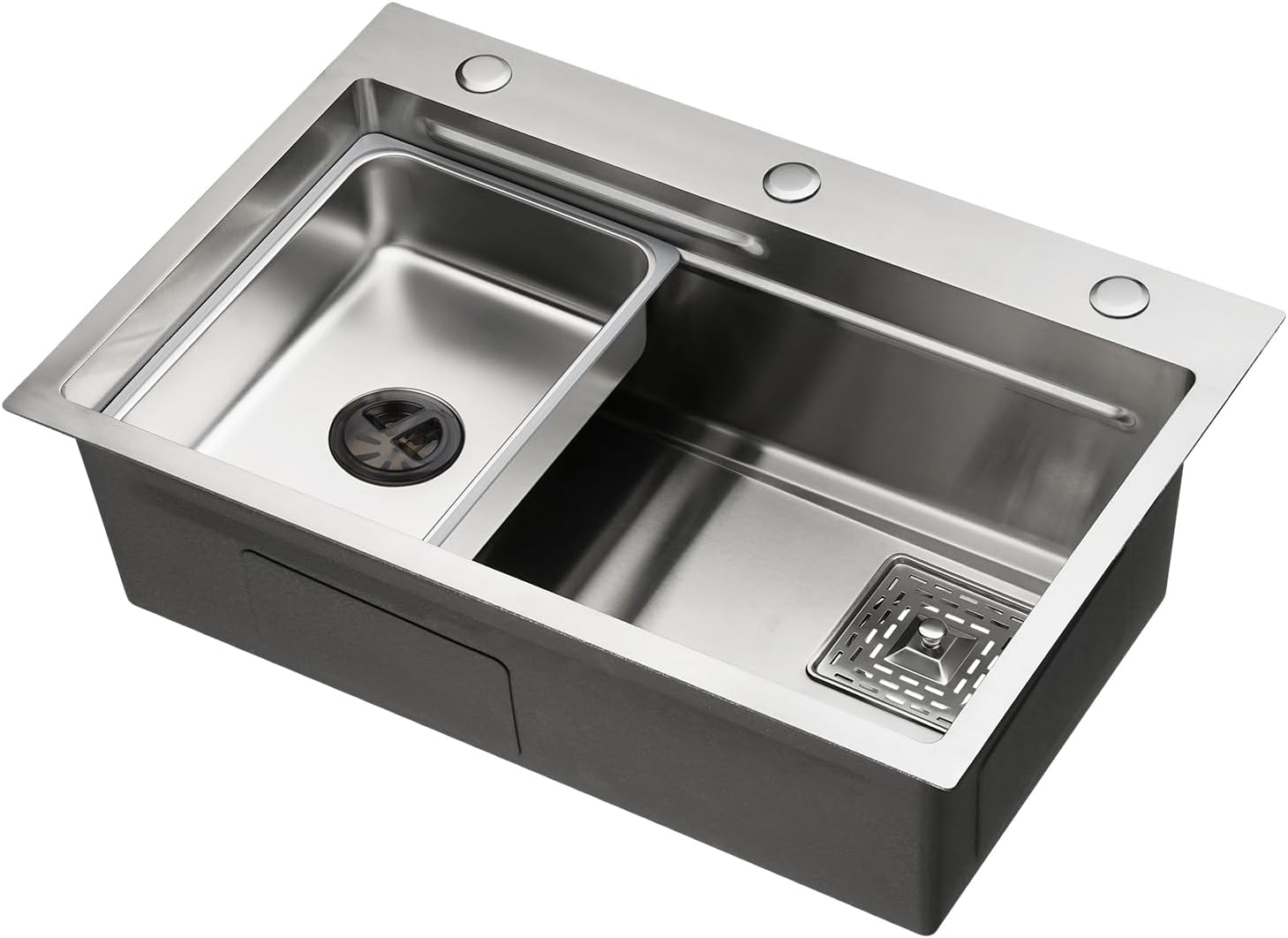 ACA International Brushed Gold Kitchen Sink Basin 304 Stainless Steel Under/Top/Flush Mount Double Bowl Sinks (680x400x225mm Satin Brush)