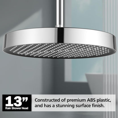 ACA International 13'' Luxury Overhead Rain Large Shower Head 325mm Round Adjustable Rainfall Shower Head WELS Approved (Chrome)