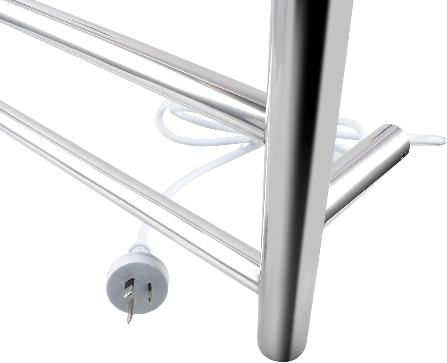 Bathroom Heated Towel Rail 6 Bars Round Stainless Steel Electric Heated Towel Energy-Saving Heated Towel Rack Holder Wall Mounted 70W SAA Certificate (Chrome)