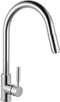 ACA International WELS Pull Out Kitchen Tap with Brass Spray Head, High Arc Gooseneck 360° Swivel Kitchen Mixer Tap Laundry Bar Faucet Taps(Chrome)