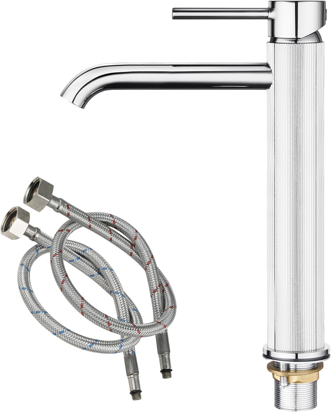 ACA International WELS Bathroom Basin Mixer Tap,High-Arc Counter Top Bathroom Taps,Single Handle Knurled Bathroom Faucet(Chrome)