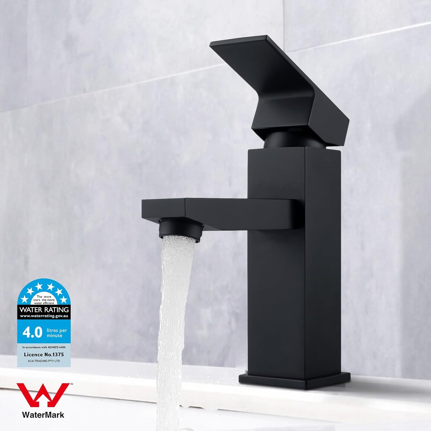 ACA International WELS Bathroom Basin Mixer Tap, Basin Faucet Tap Laundry Vanity Sink Faucet Hot-Cold Water Control Premium Solid Brass(Matte Black)