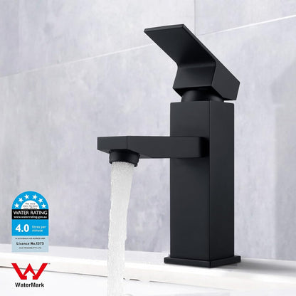 ACA International WELS Bathroom Basin Mixer Tap, Basin Faucet Tap Laundry Vanity Sink Faucet Hot-Cold Water Control Premium Solid Brass(Matte Black)
