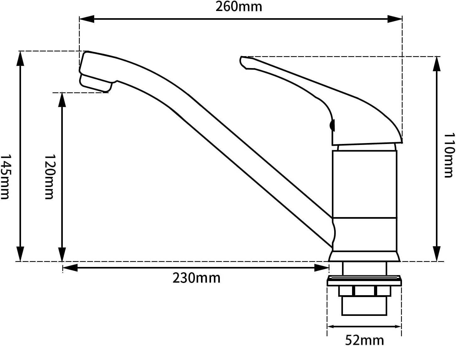 ACA International WELS Kitchen Mixer Tap, 360° Swivel Spout Kitchen Taps Laundry Sink Tap Faucet with Long Spout(Chrome)