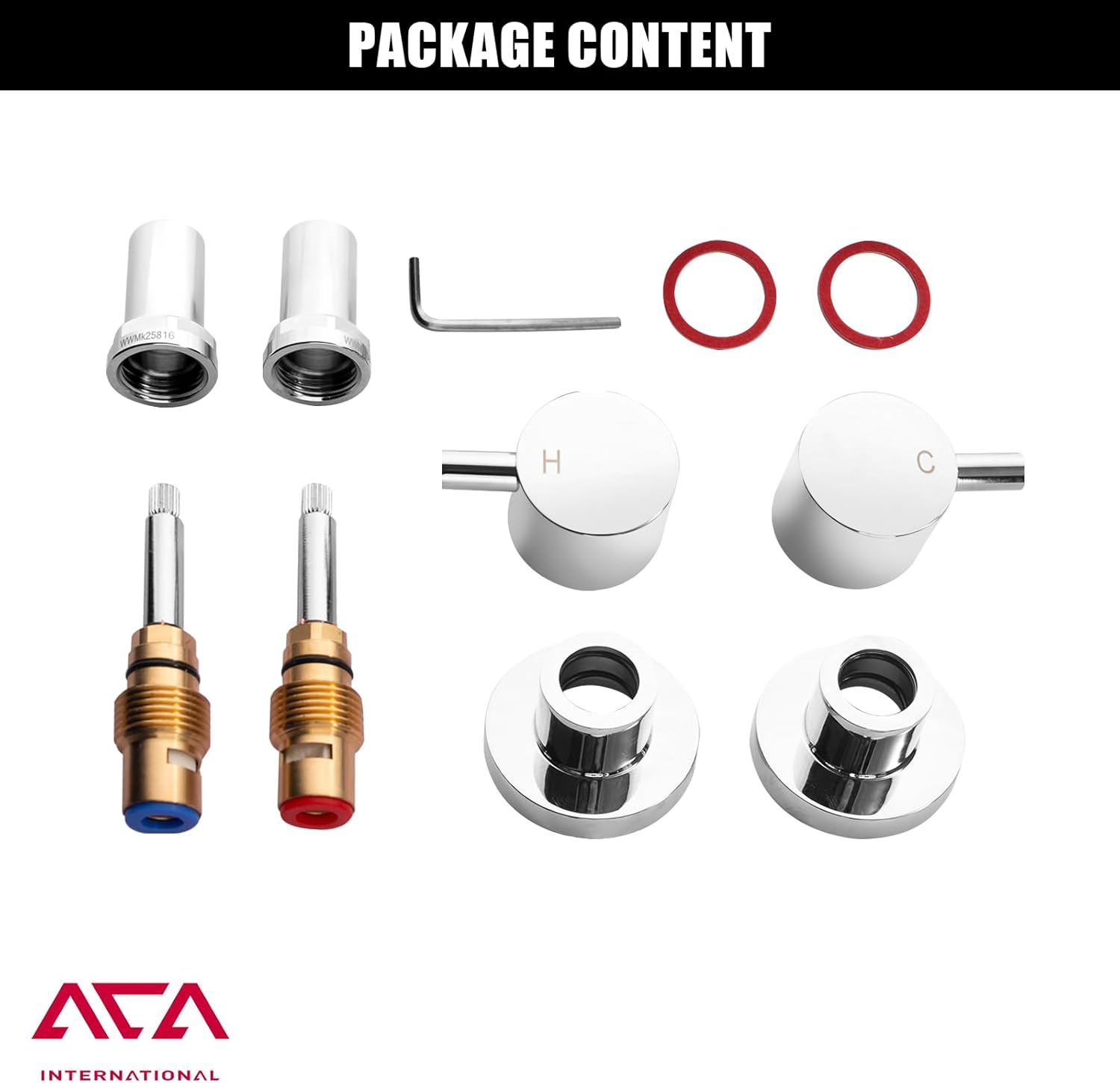 ACA International Watermark 1/4 Turn Shower Mixer Taps Wall Mounted Twin Hand Levers Hot Cold Shower Bath Tub Spa Basin Spout Solid Brass (Polished Chrome)