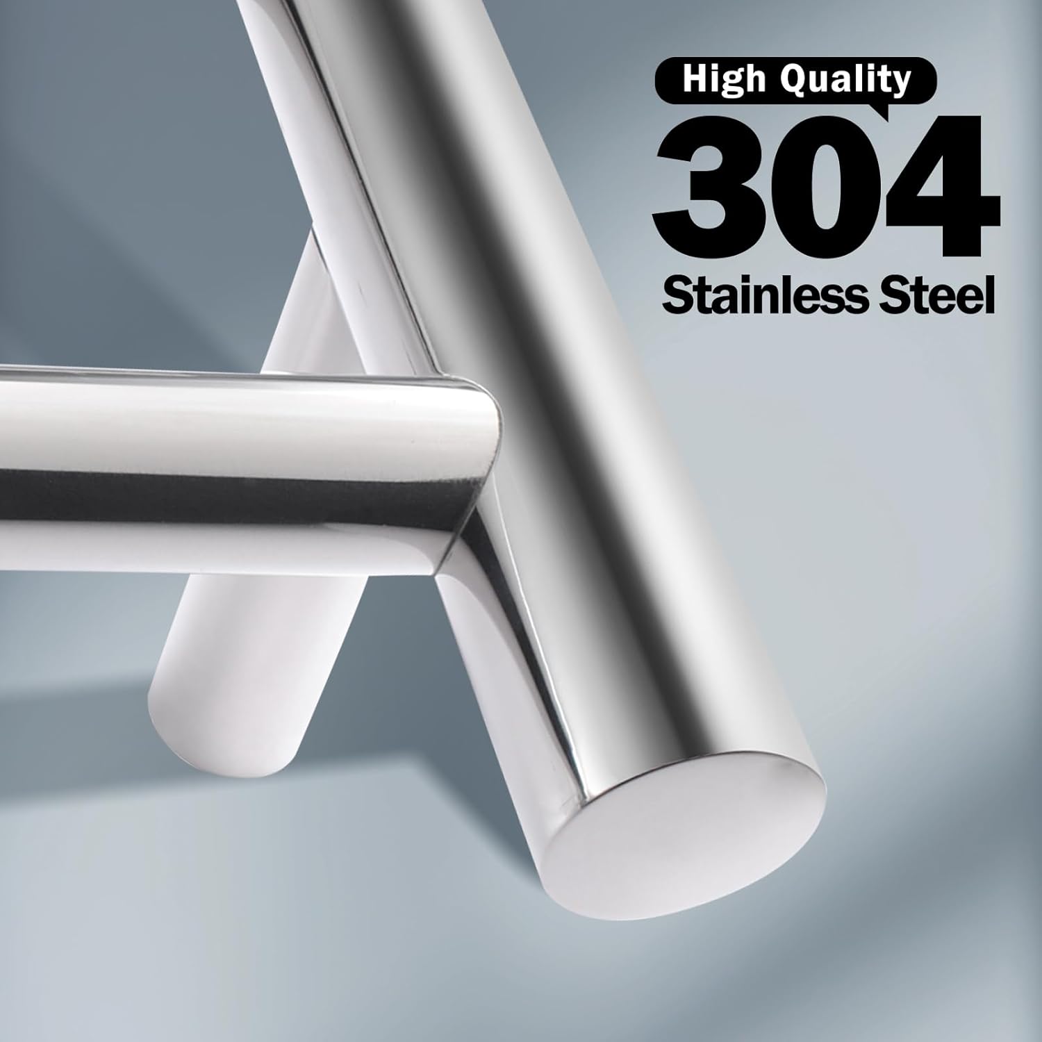 4 Rungs Bathroom Electric Heated Towel Rail Rack 520x500mm Wall Mounted Round Towel Warmer Stainless Steel Towel Heater Dryer Heated Towel Rail Holder Waterproof SAA (Silver)