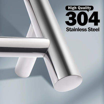 4 Rungs Bathroom Electric Heated Towel Rail Rack 520x500mm Wall Mounted Round Towel Warmer Stainless Steel Towel Heater Dryer Heated Towel Rail Holder Waterproof SAA (Silver)