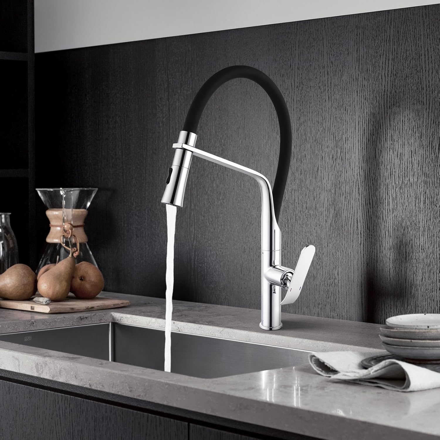 ACA International WELS Kitchen Mixer Tap Pull Dwon Kitchen Tap 2-Mode Spray Head 360° Swivel Kitchen Sink Taps Faucet(Chrome)