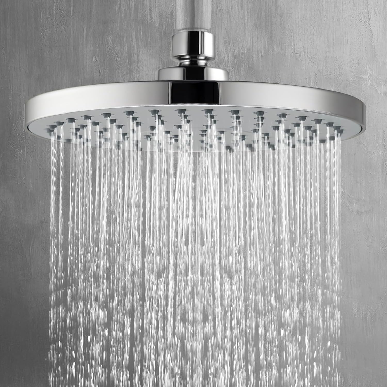 ACA International WELS Luxury Rain Shower Head High Pressure Adjustable 8 Inch Round Rainfall Shower Overhead ABS Plastic (Chrome)