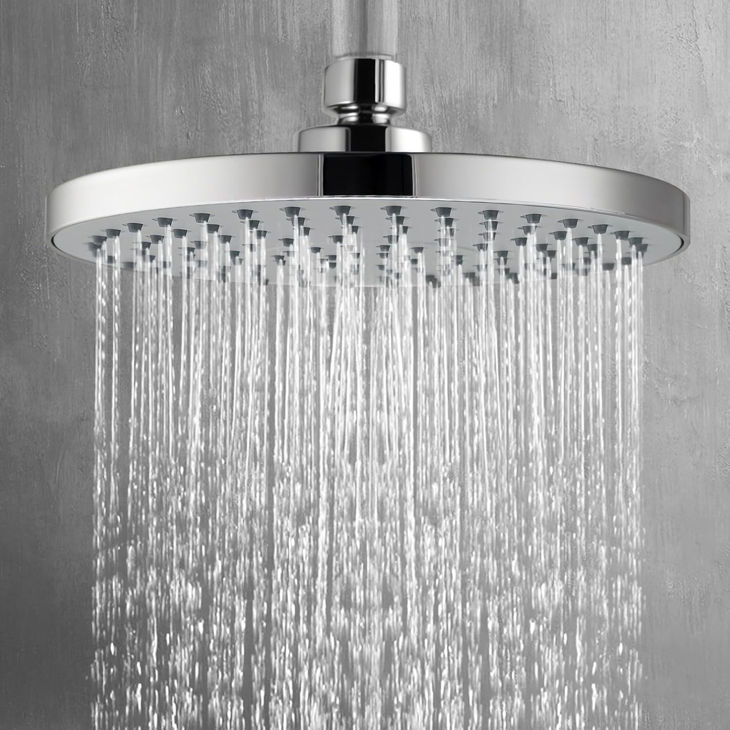 ACA International WELS Luxury Rain Shower Head High Pressure Adjustable 8 Inch Round Rainfall Shower Overhead ABS Plastic (Chrome)